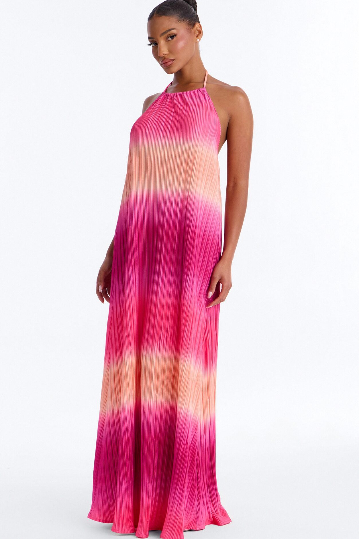 Summer Bliss Plisse Maxi Dress - Pink/combo