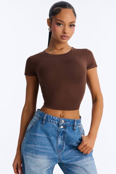 Judia Crew Neck Top - Brown