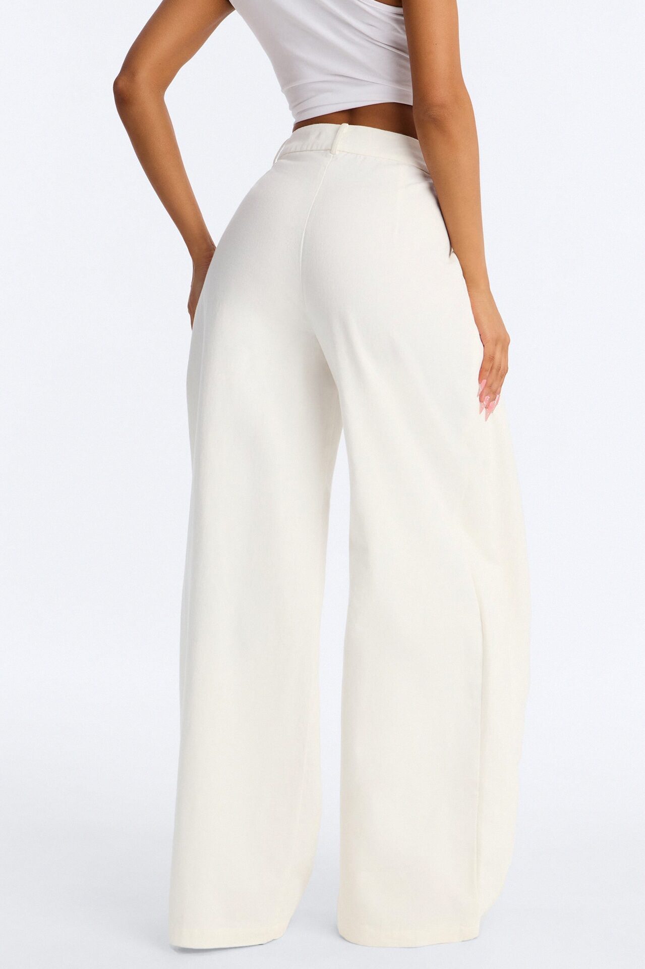 Marjorie High Rise Wrapped Wide Leg Pant - White