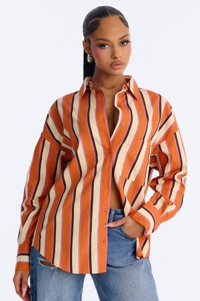 I'm The Main Topic Striped Shirt - Orange/combo
