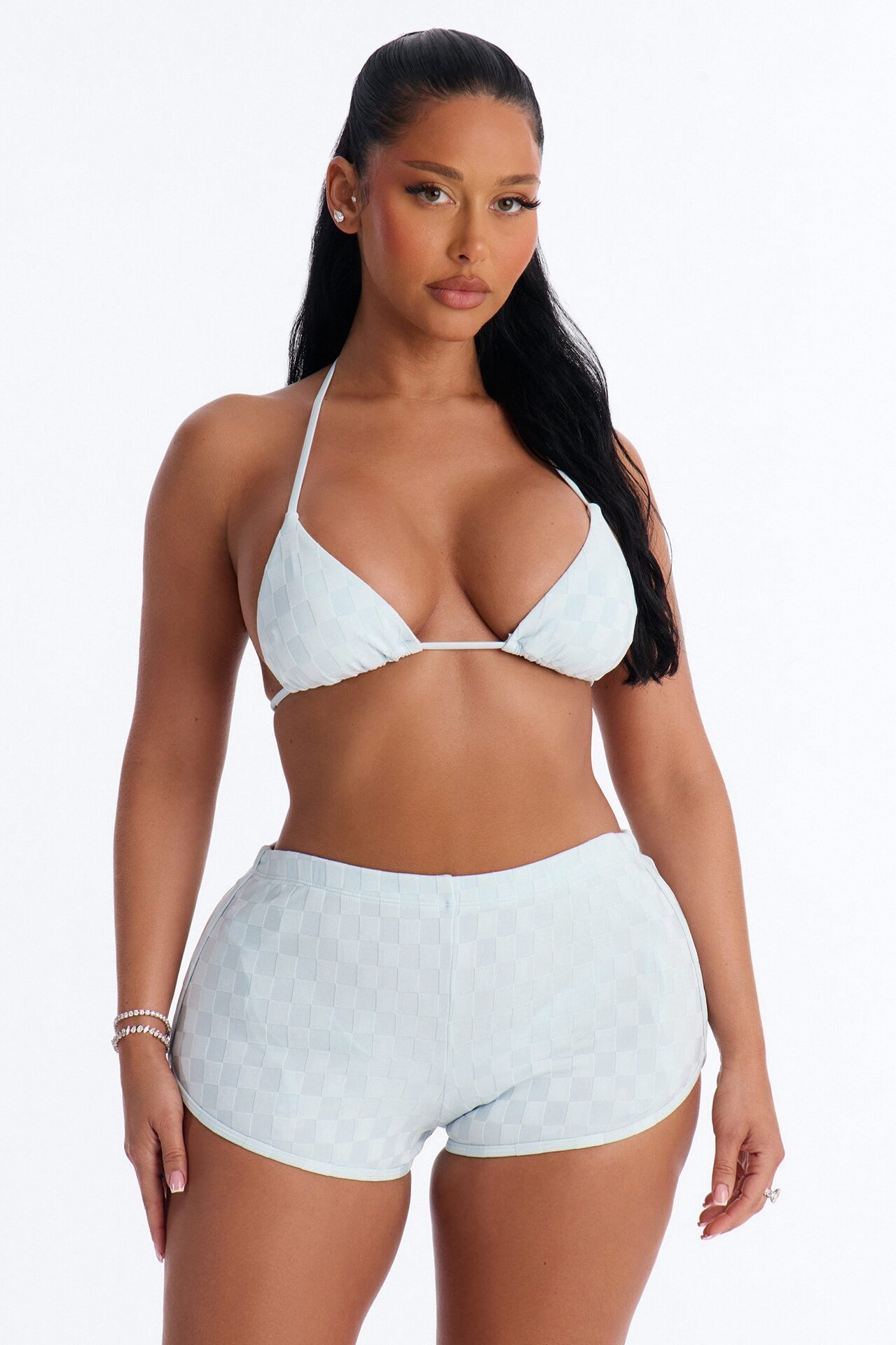 Sweet Summer Days Charm 3 Piece Bikini Short Set - Light Blue
