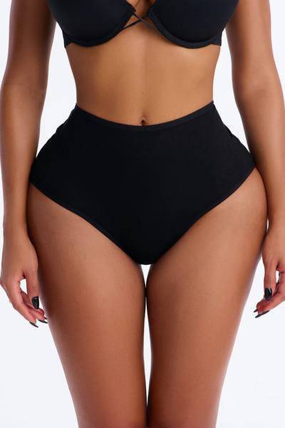 Lightweight Ribbed Lounge Brief Panty - Black