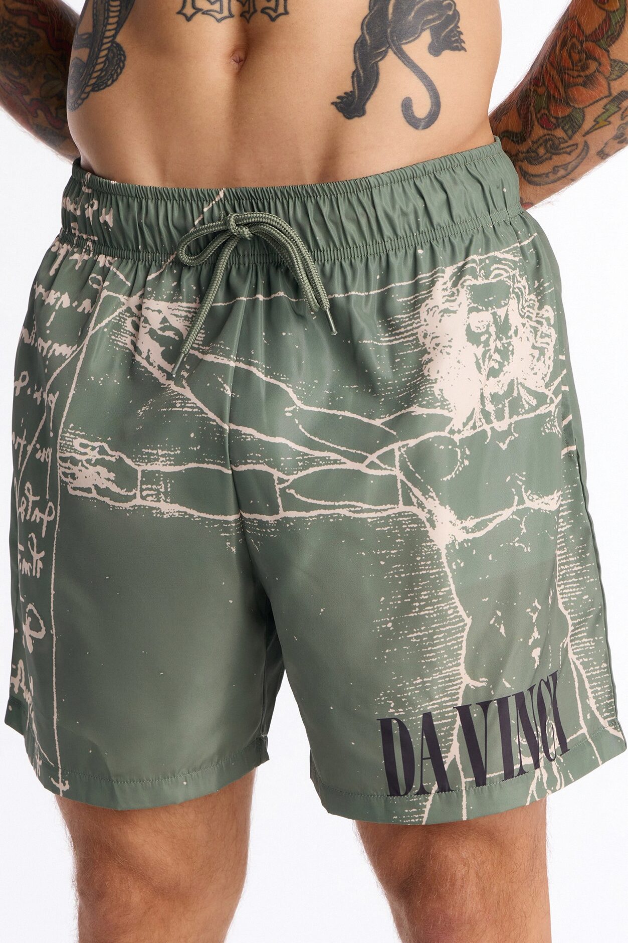 Da Vinci Museum Art Swim Trunk 6″ - Green