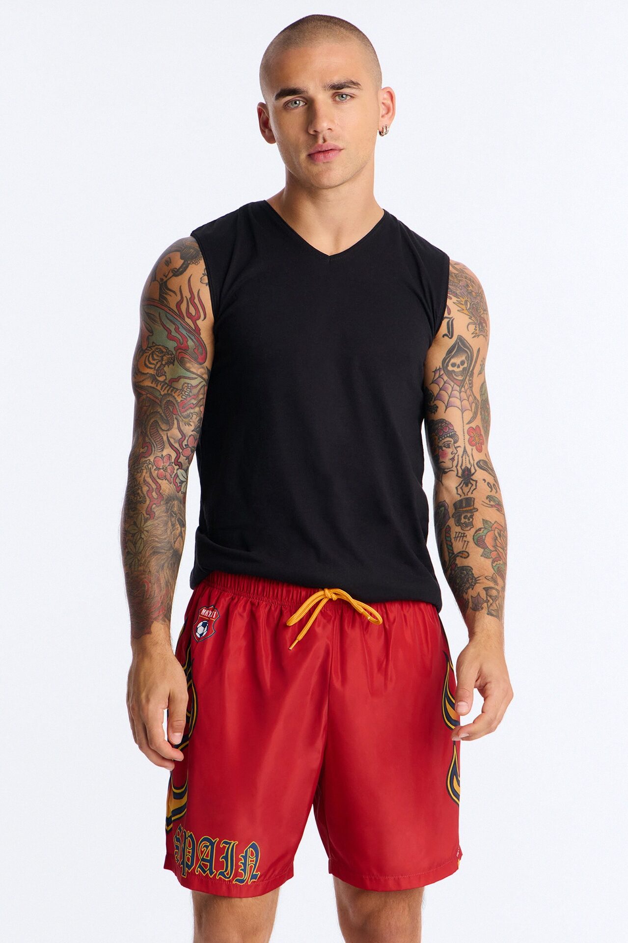 Spain Circuit Velocity Swim Trunk 7″ - Red/combo