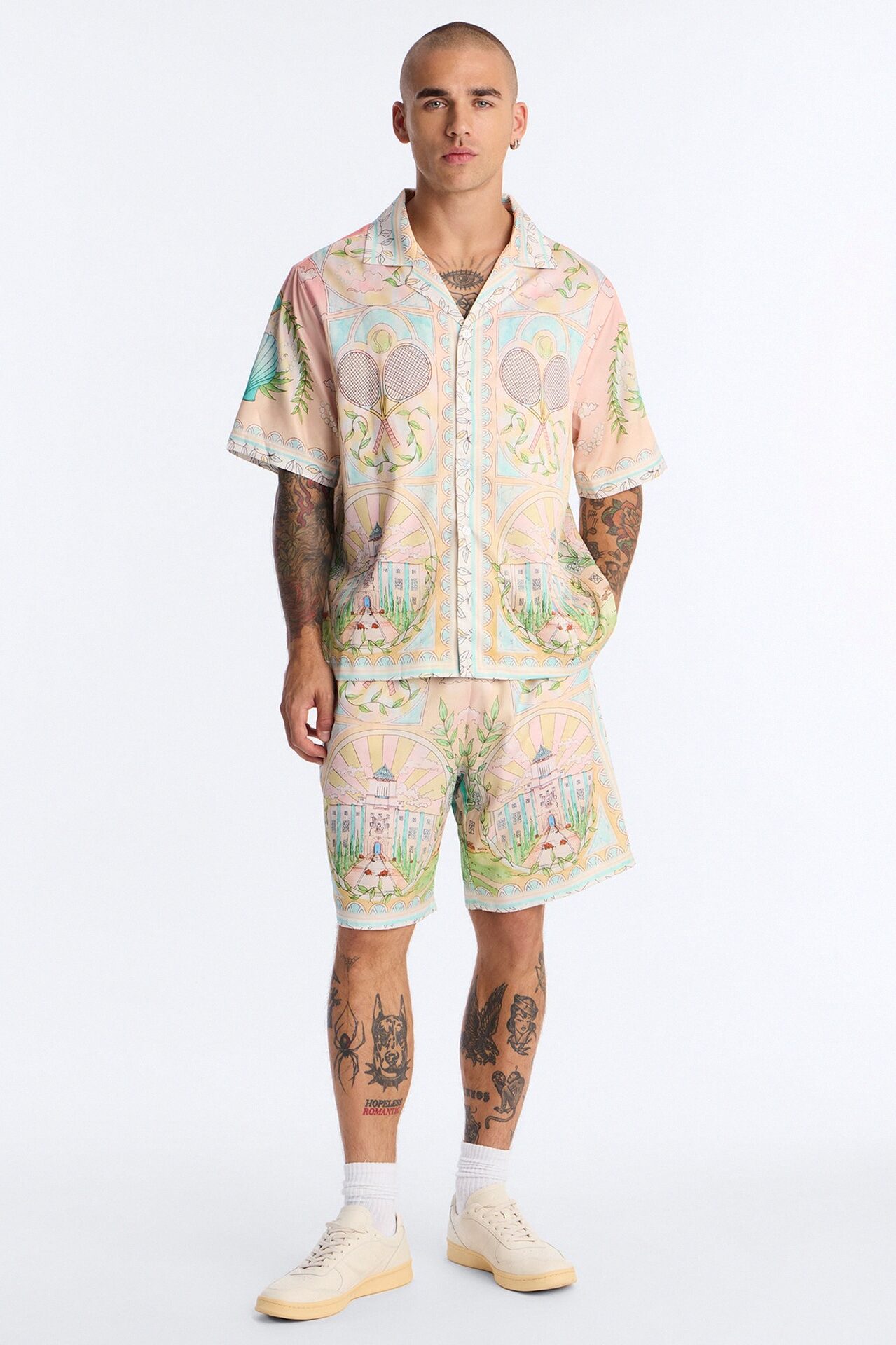 Tennis Resort Relaxed Cuban Collar Button Down Shirt - Multi Color