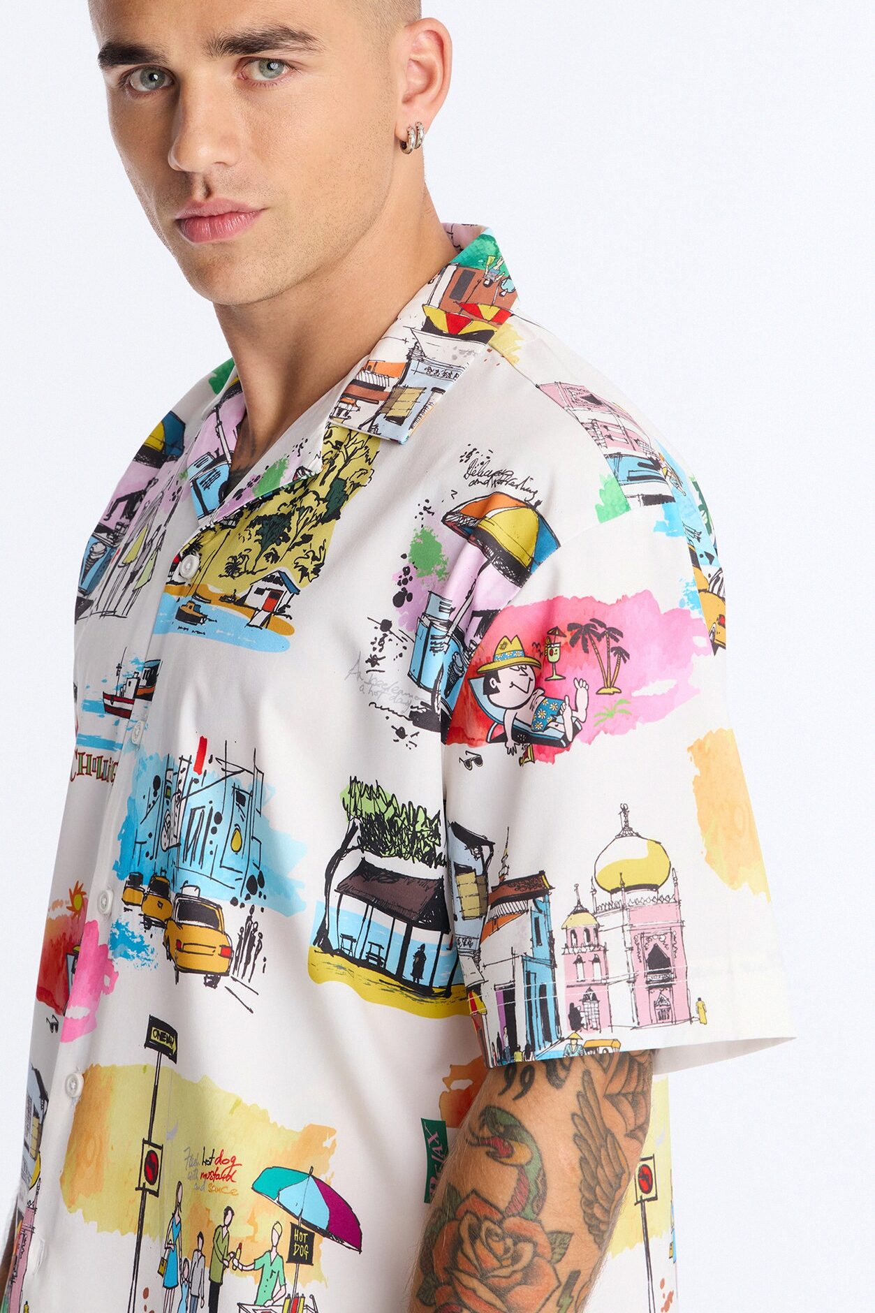 Euro Summer Cuban Collar Shirt - Multi Color