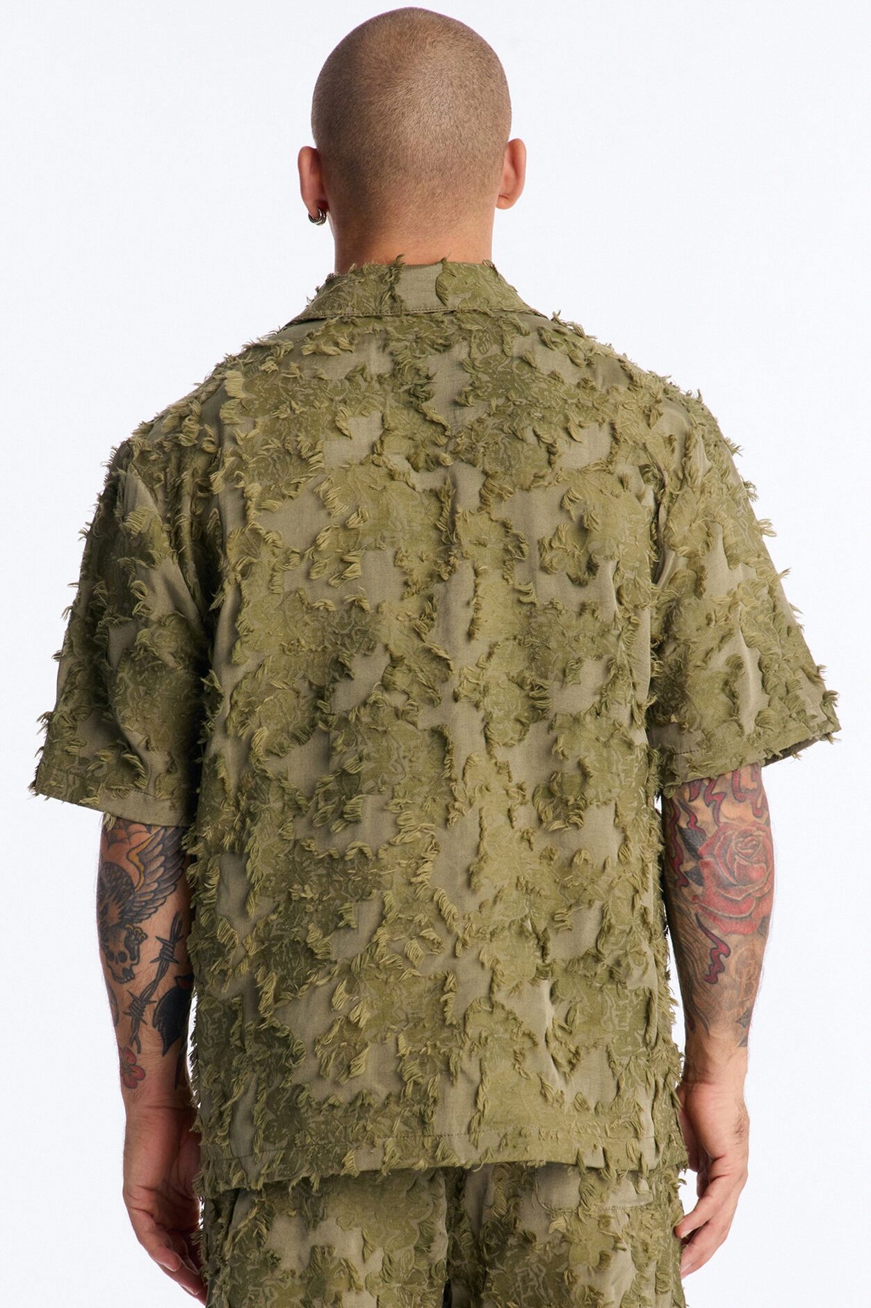 Sandworm Dune Cuban Collar Button Up Shirt - Olive