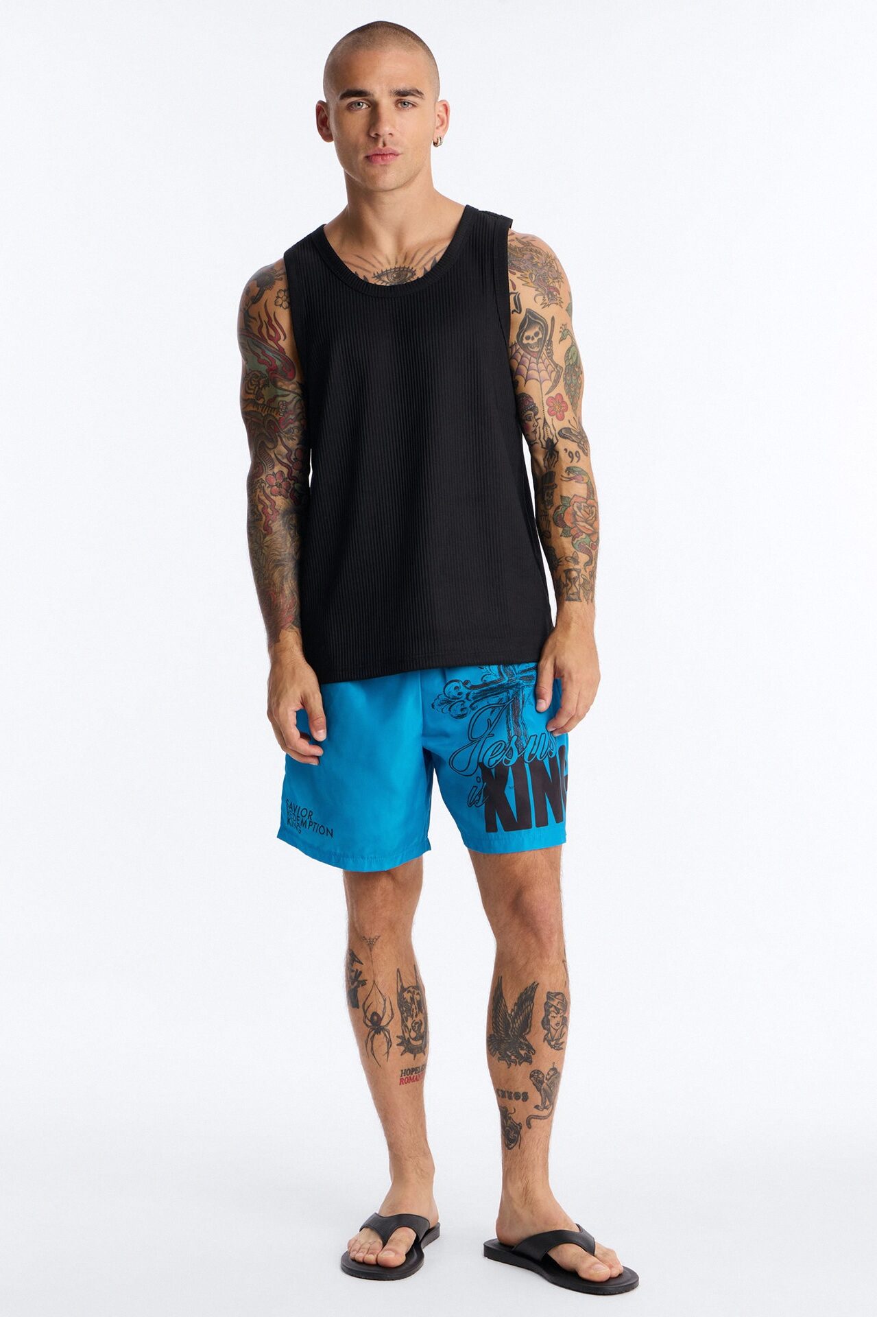 Jesus Is King Swim Trunk 7″ - Blue