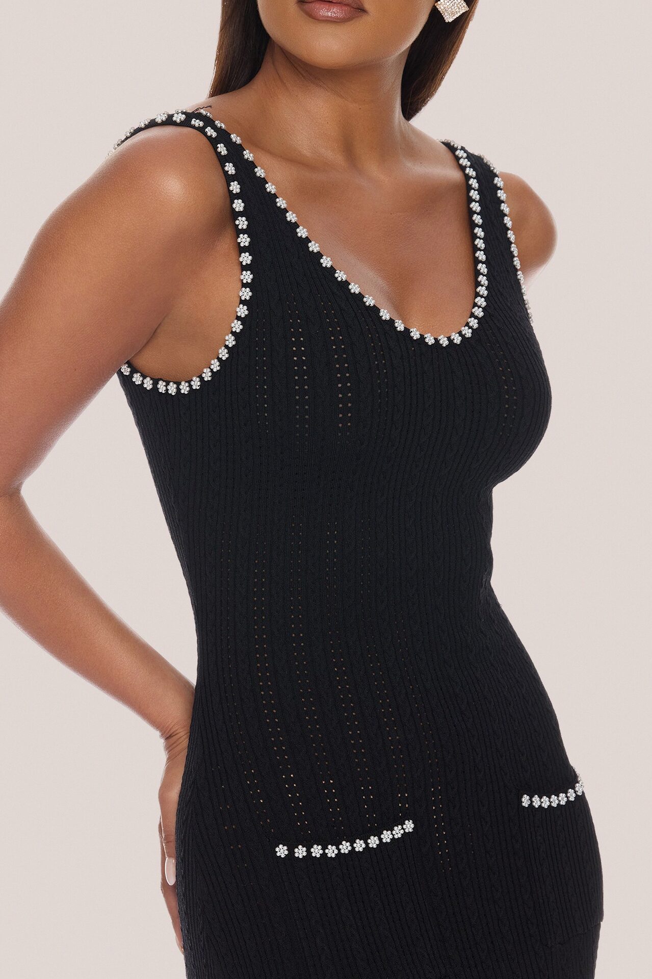 Sweet As Honey Embellished Maxi Dress - Black/White