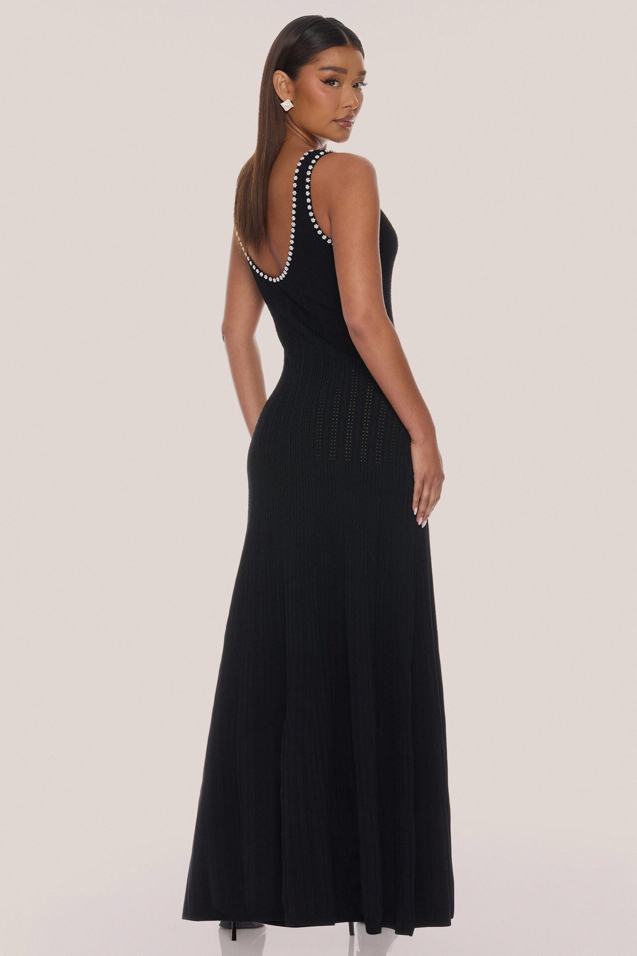 Sweet As Honey Embellished Maxi Dress - Black/White
