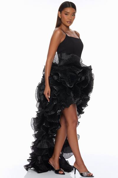 So Popular High Low Ruffle Gown - Black