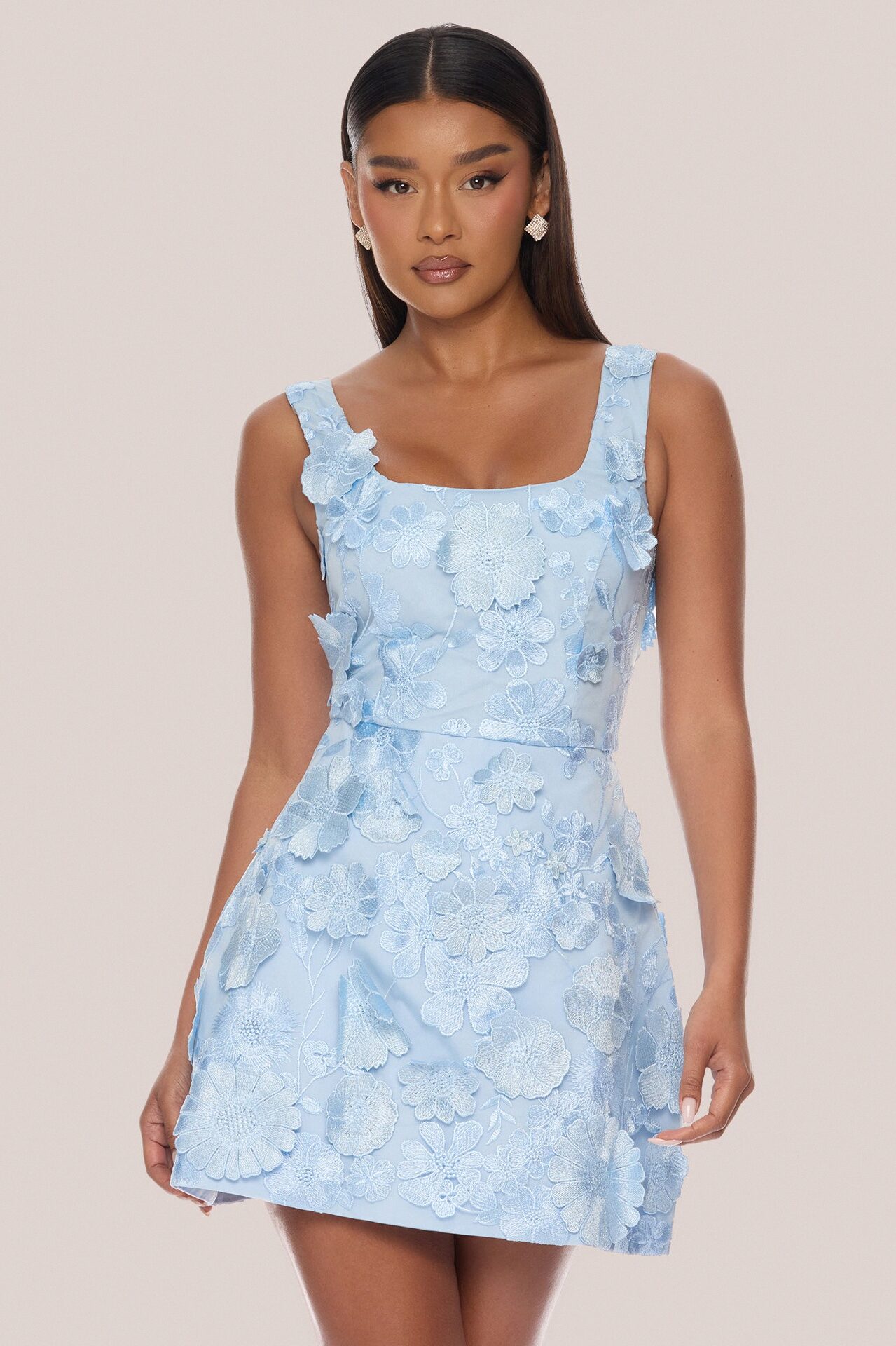 Watch The Sunrise Embroidered Mini Dress - Blue/combo