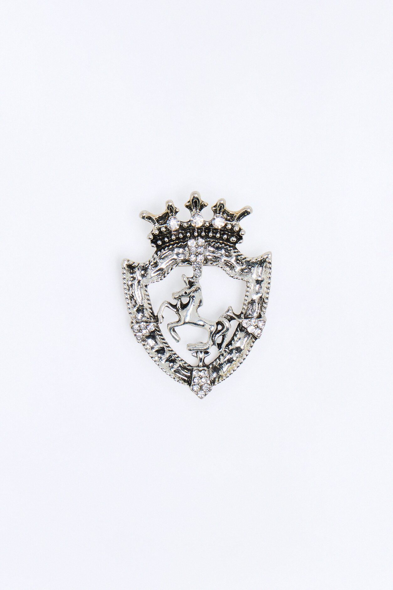 Regal Shield Brooch - Silver