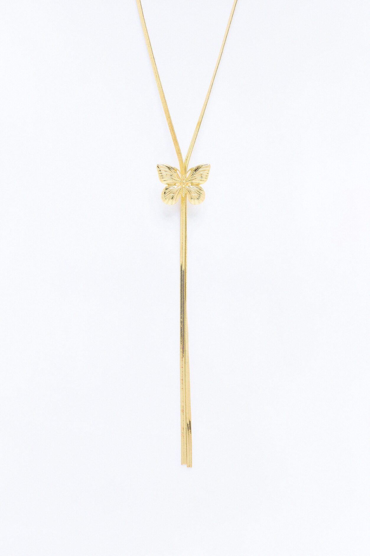 Drifting Butterfly Lariat Necklace - Gold