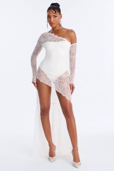 Subtle Flex Sheer Lace Maxi Dress - White