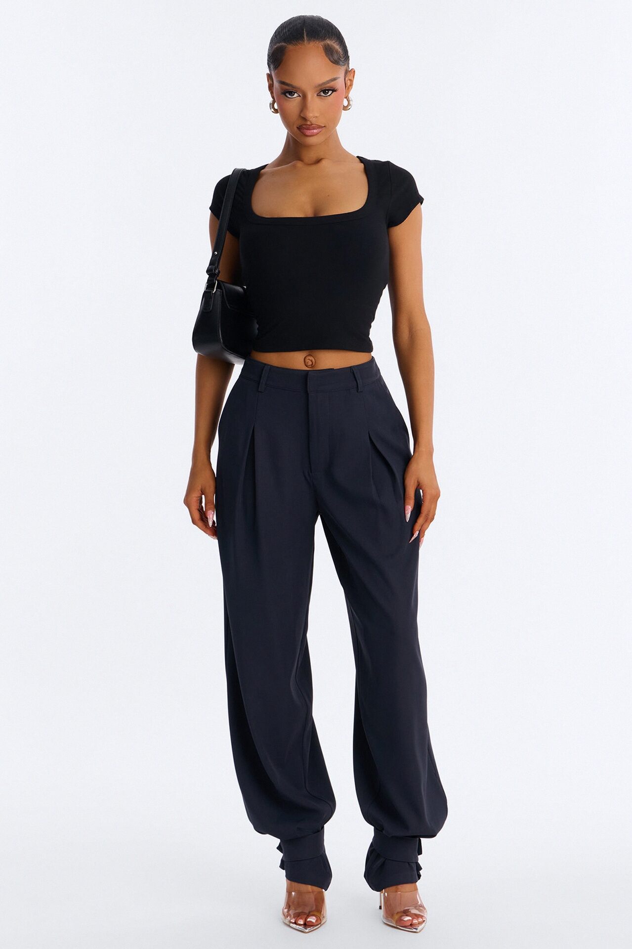 Never Settle Adjustable Cuff Trouser Pants - Navy