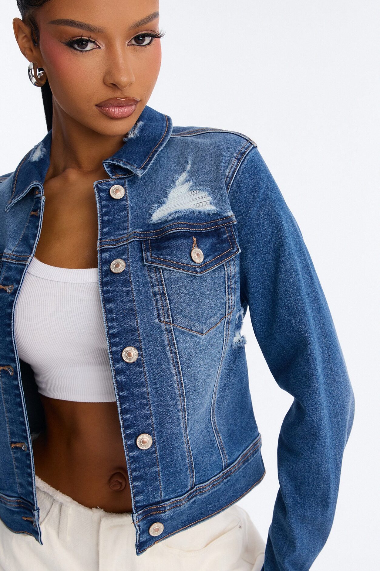 Go Getter Stretch Denim Jacket - Medium Wash