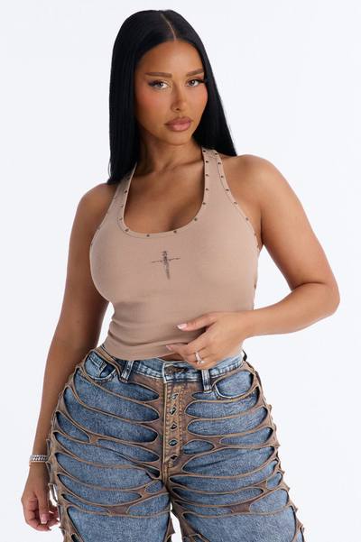 Until We Meet Again Ribbed Tank Top - Sand