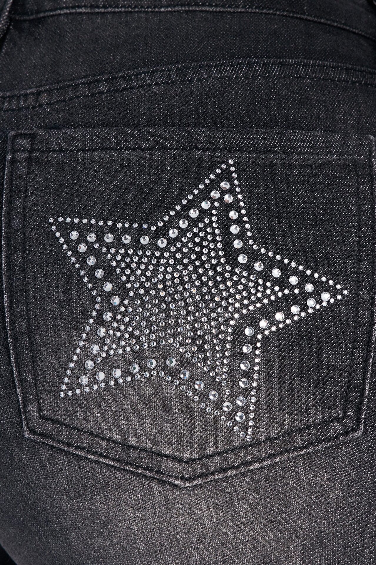 Super Star Status Embellished Cut Off Denim Shorts - Black Wash