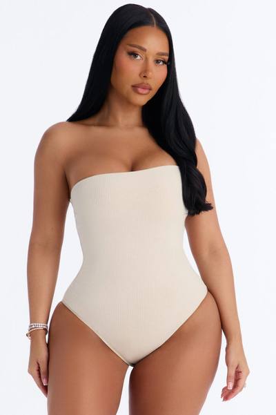 Demi Double Lined Tube Bodysuit - Stone