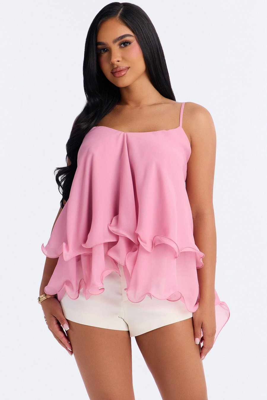 Nadia Ruffle Extreme Ruffle Cami Top - Pink