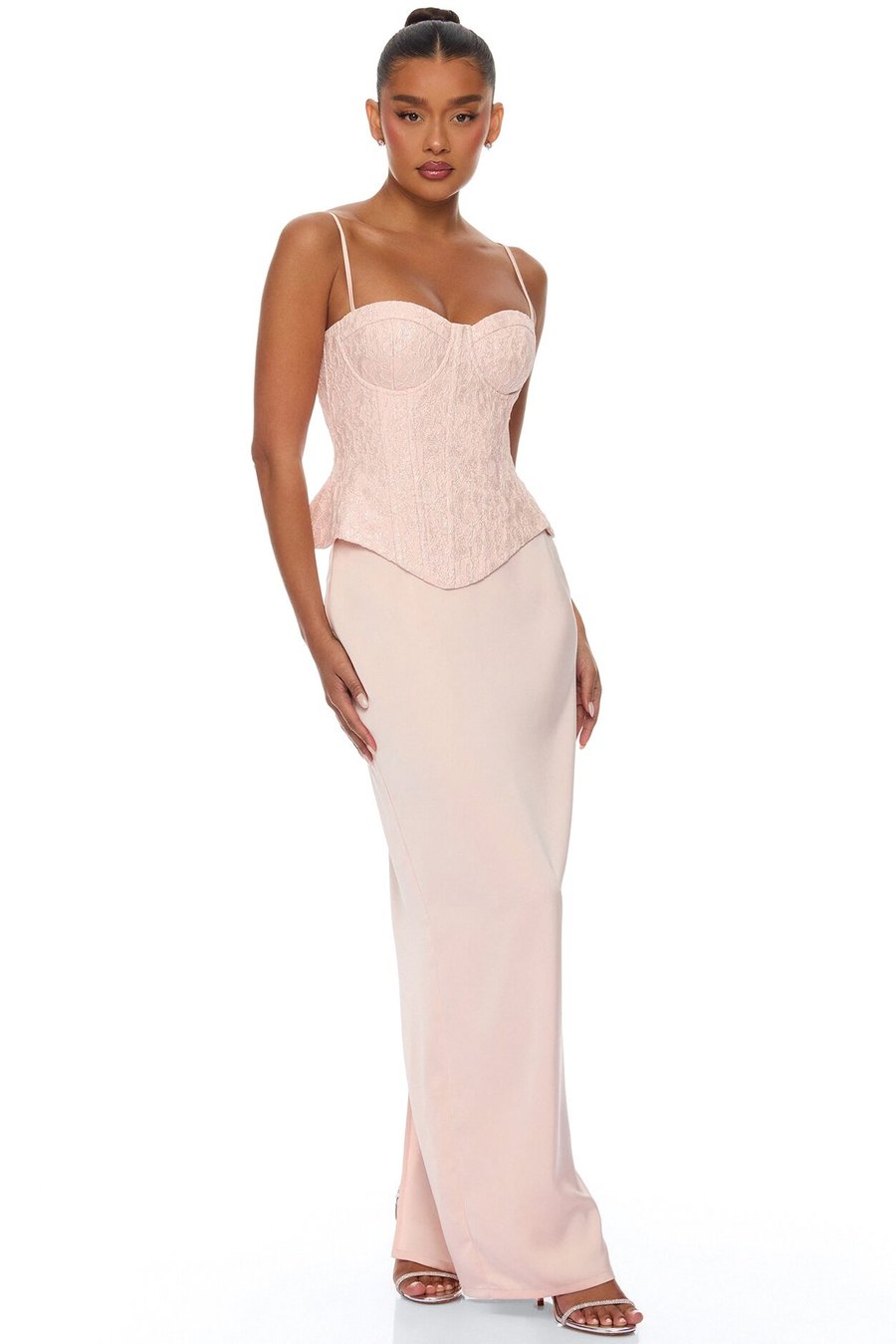 So Elegant Corset Skirt Set - Pink