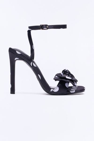 Shala Satin Bow Heels - Black/White
