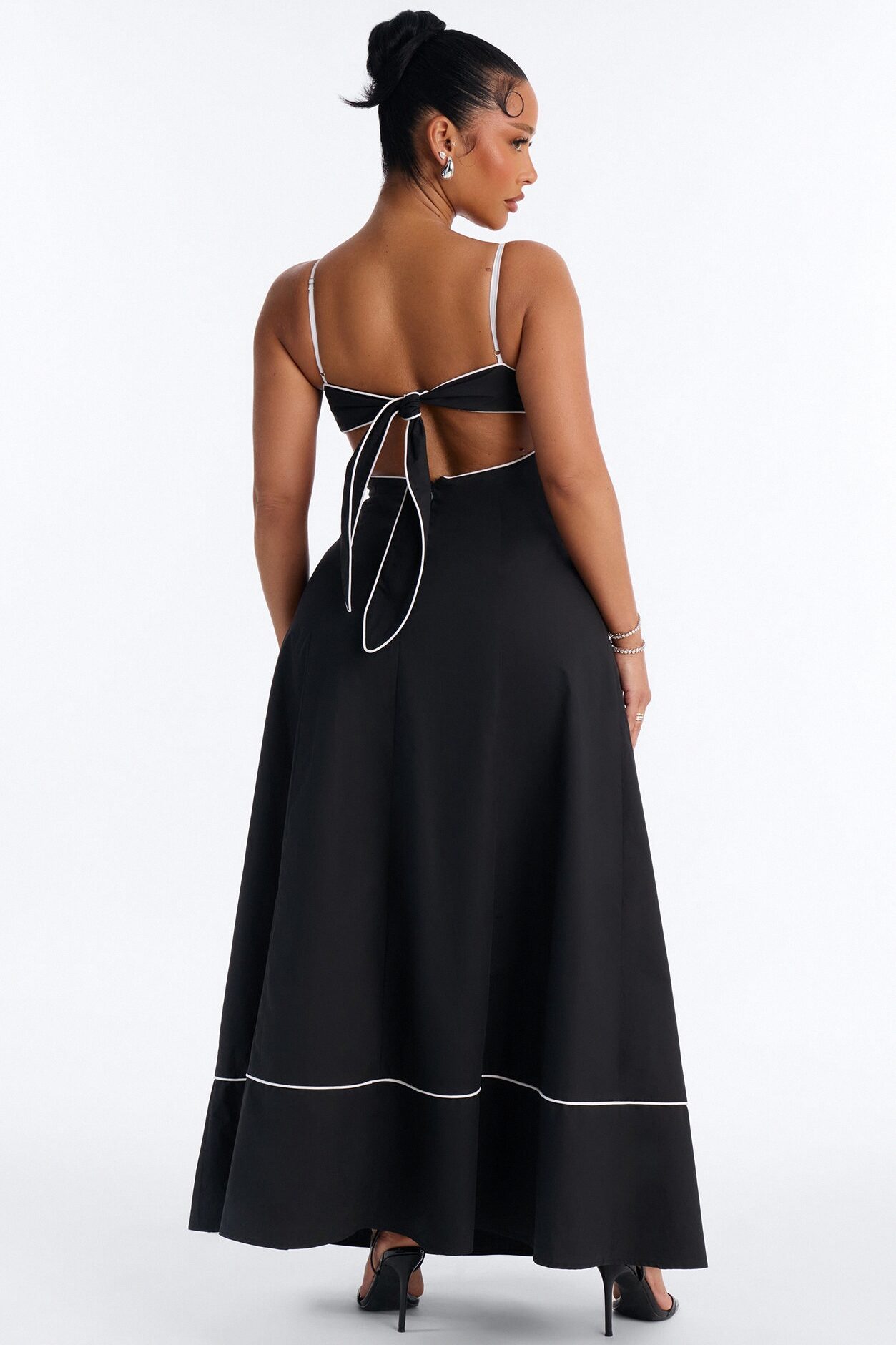 Casual Crush Poplin Maxi Dress - Black/White