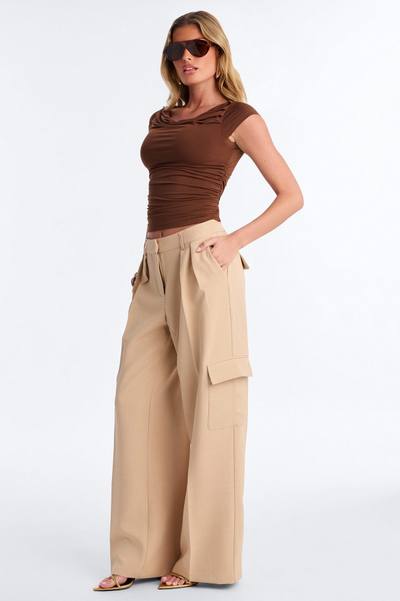 Cairo Wide Leg Cargo Trouser Pant 32″ - Khaki