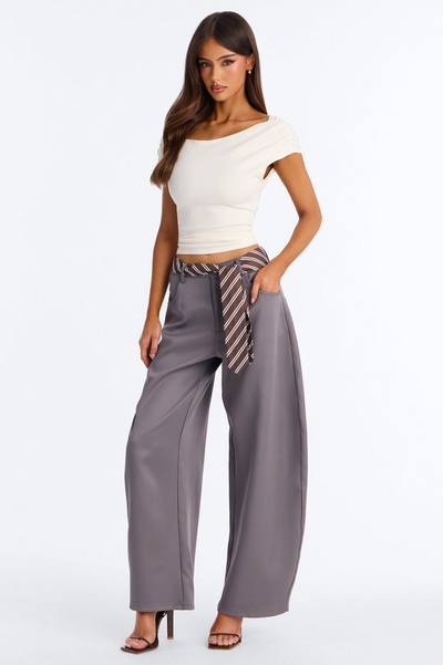 All Tied Up Barrel Leg Trouser - Charcoal
