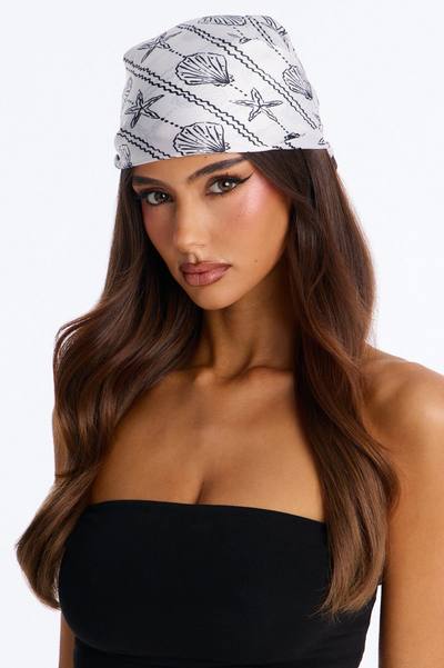 Tropical Novelty Satin Head Scarf - Black