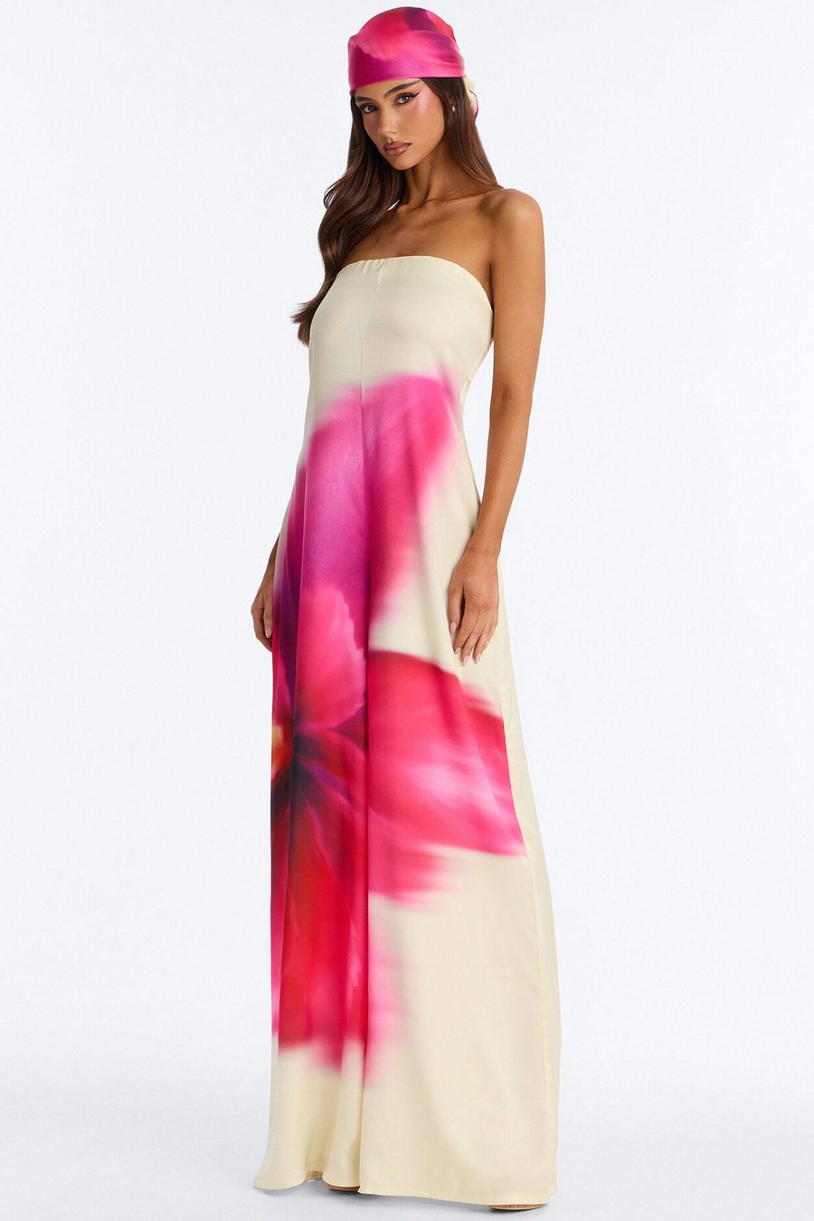Sara Satin Head Scarf And Jumpsuit - Yellow