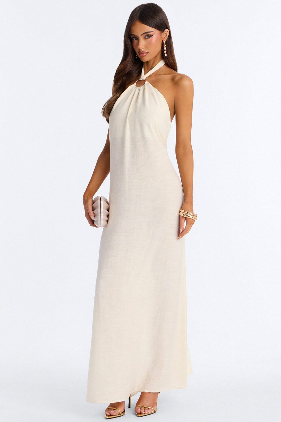 Casually Allure Linen Maxi Dress - White