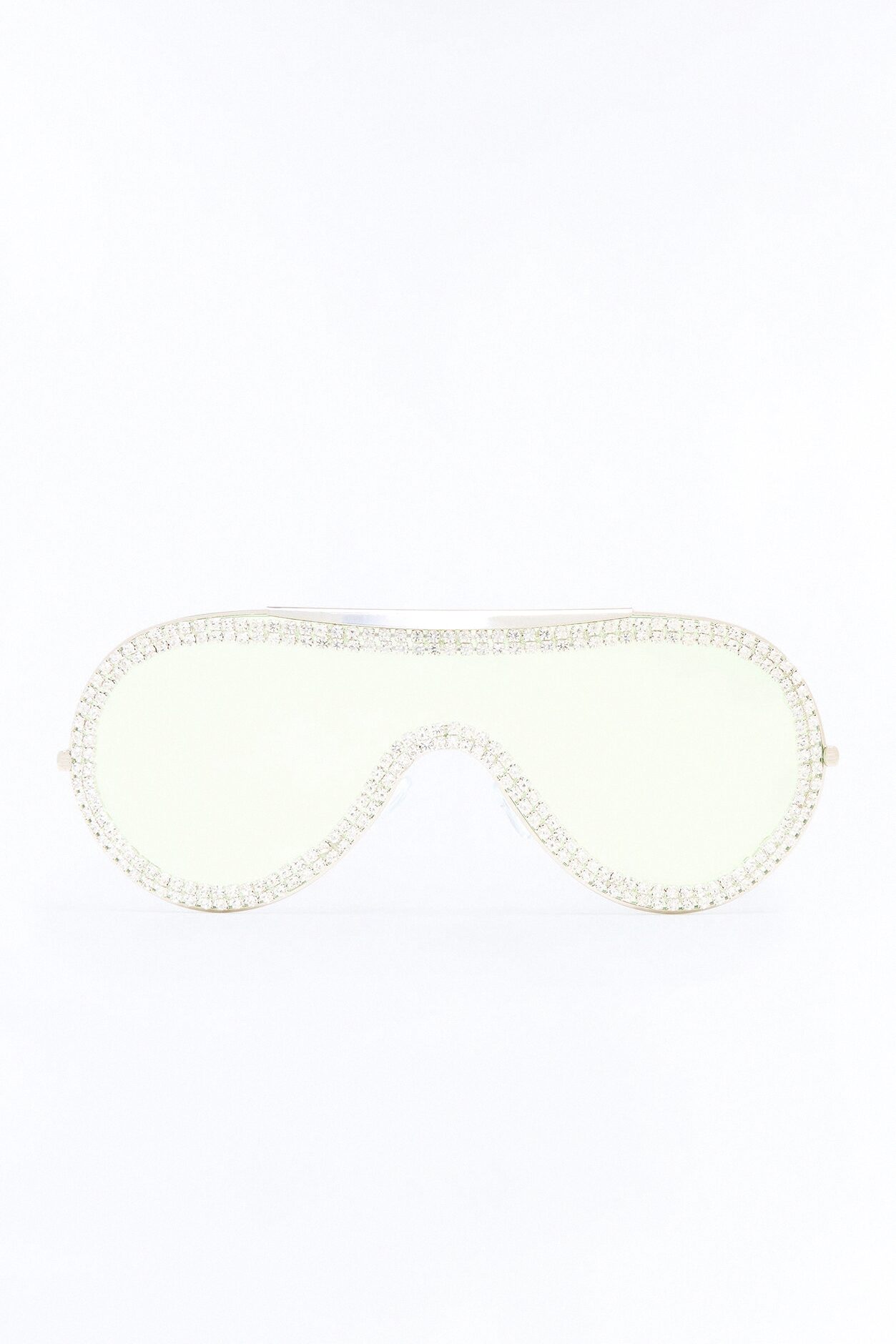 Rhinestone Rock Star Sunglasses - Silver/Yellow