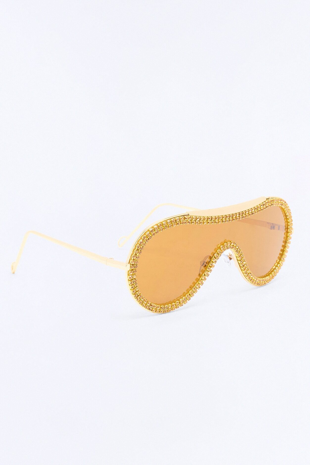 Rhinestone Rock Star Sunglasses - Gold/Brown