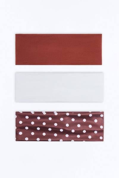 Athletic Girly 3 Piece Headband Set - Brown/combo