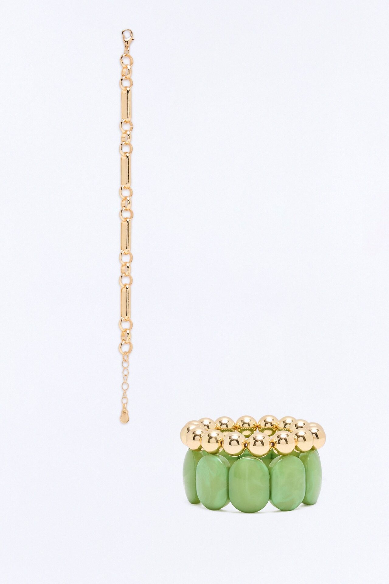 Island Babe 3 Piece Bracelet Set - Gold/Green