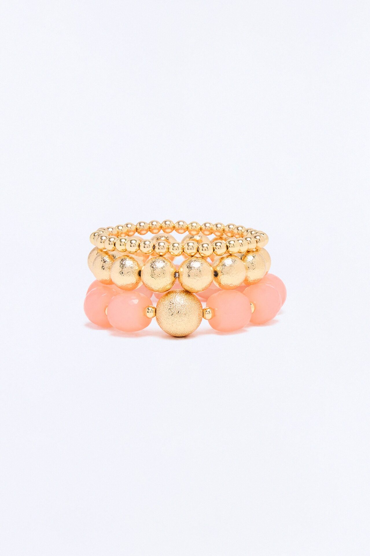 Always With Me Beaded 3 Piece Bracelet Set - Gold/Pink
