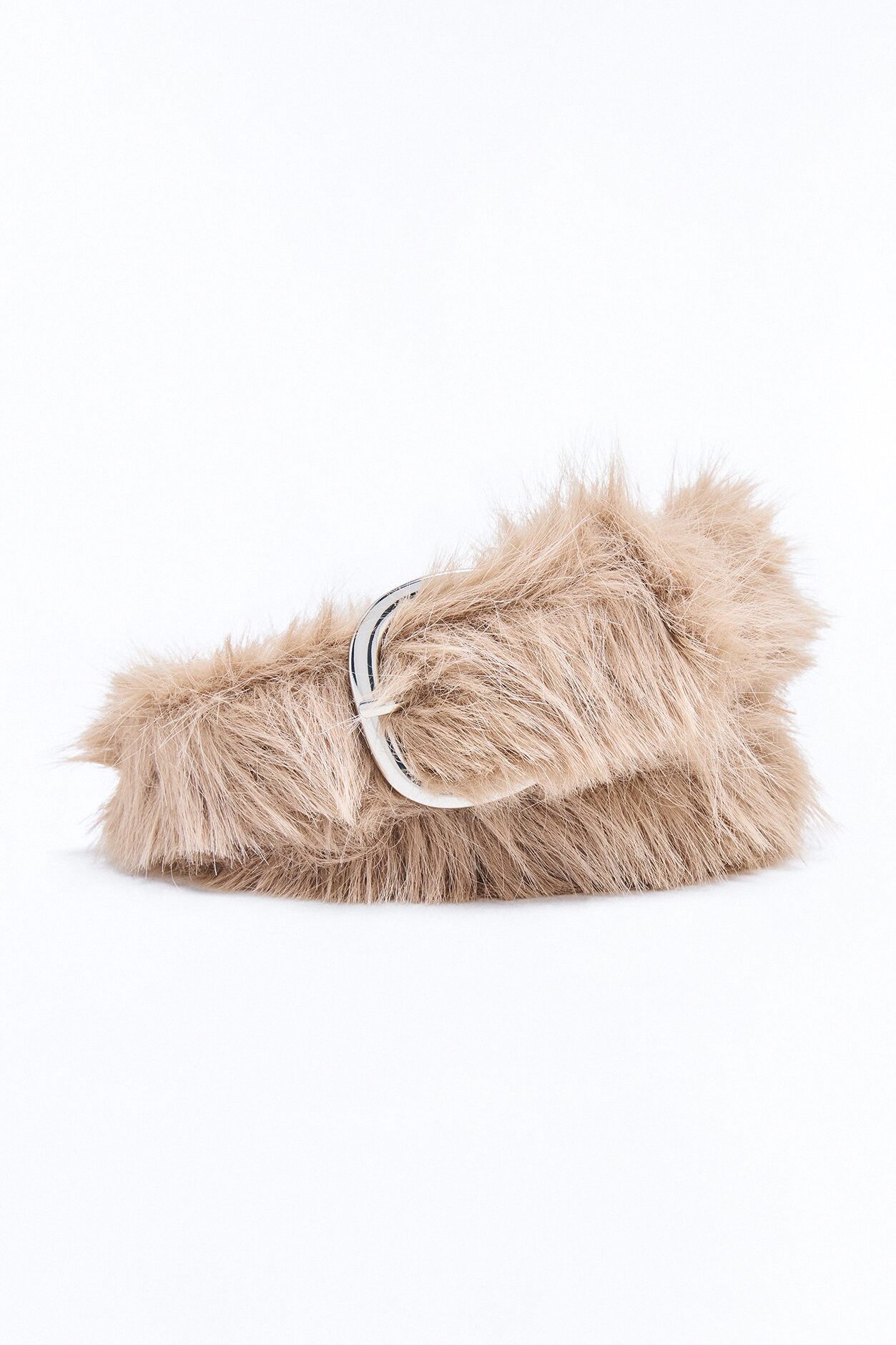 Faux Fur Utility Belt - Taupe