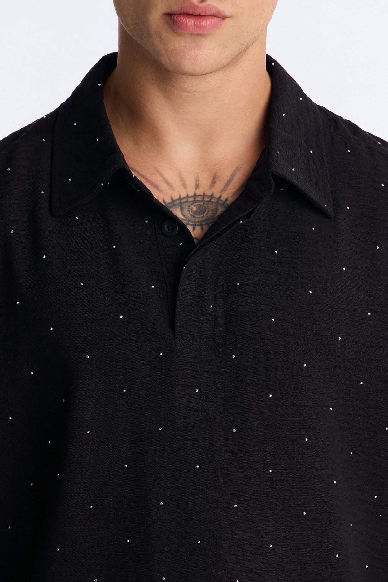 Oversized Midnight Glimmer Polo - Black
