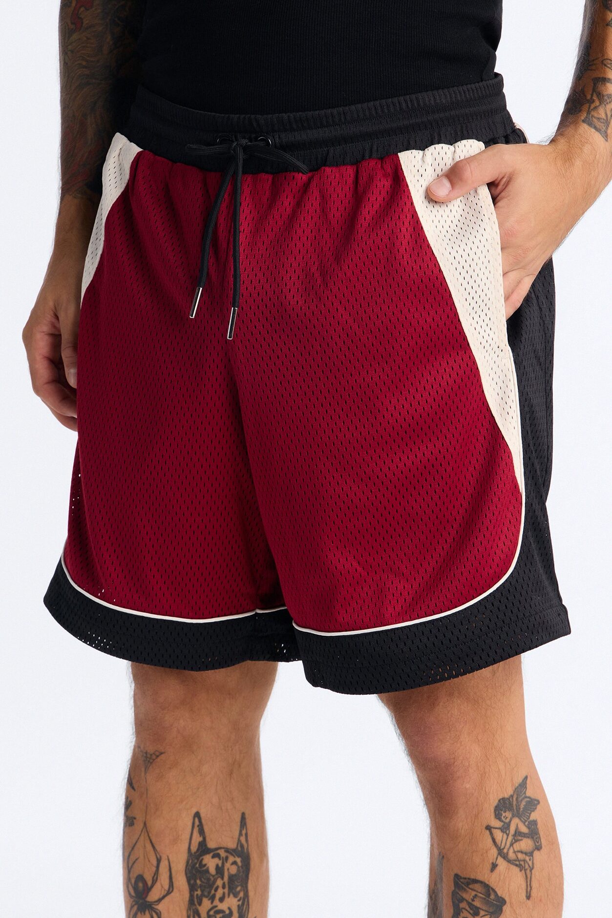 Marcello Relaxed Mesh Short - Red/combo