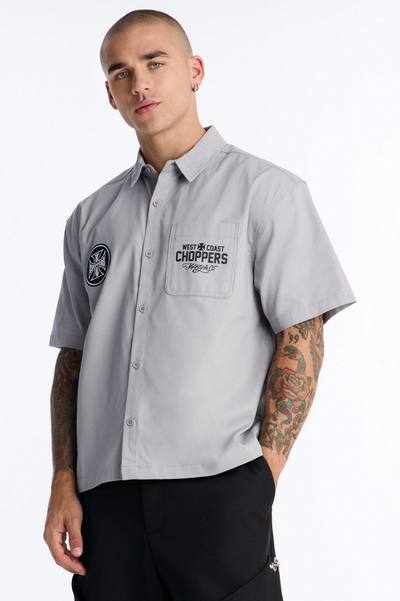West Coast Choppers Patch Button Up Shirt - Grey