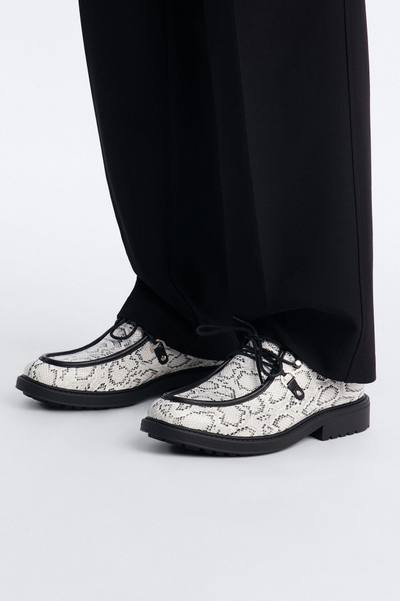 Snake Print Lug Sole Lace Up Shoe - White/combo