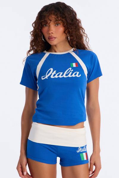 Italia Athletic Trim Baby Tee - Royal