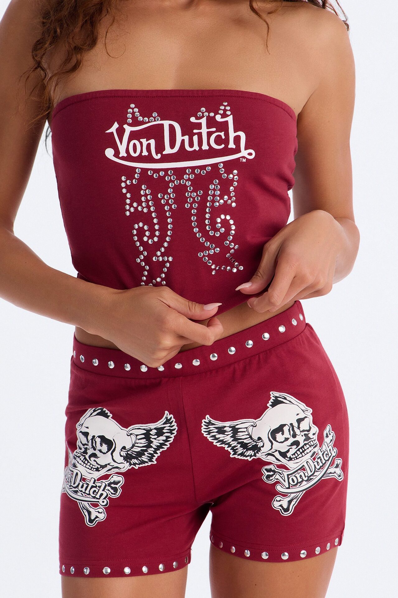 Von Dutch Out West Tube Top - Burgundy