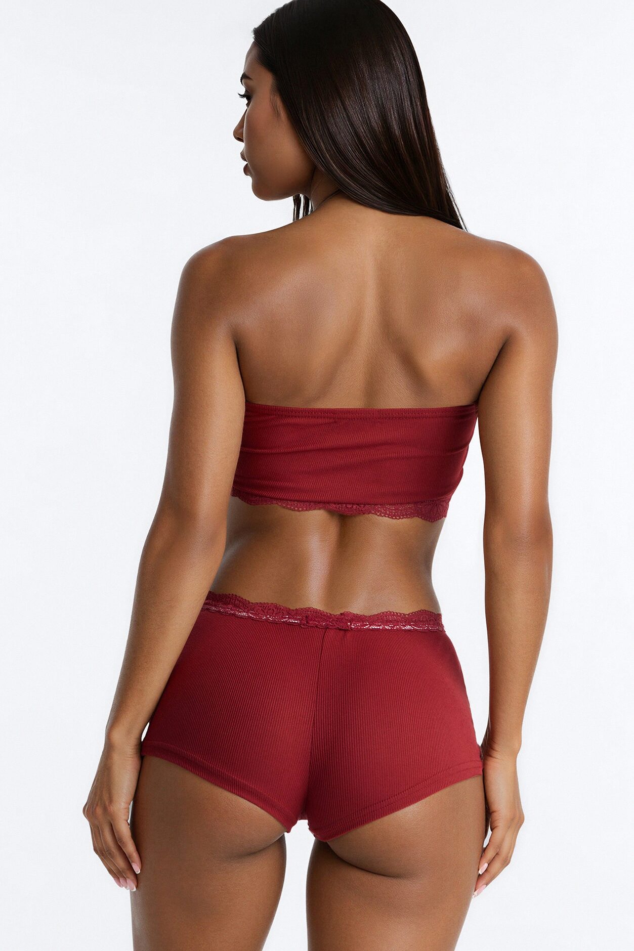 Soft Rib Seduction PJ Short Set - Burgundy