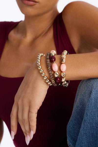 Energy Speaks Louder 4 Piece Bracelet Set - Gold/combo