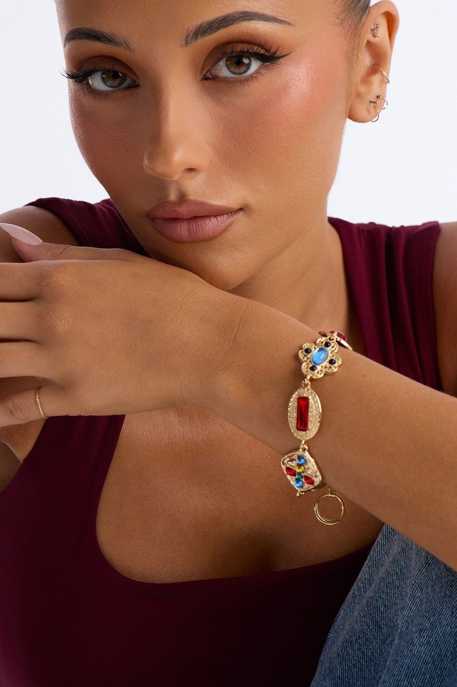 Prism Gems Bracelet - Gold Multi Color