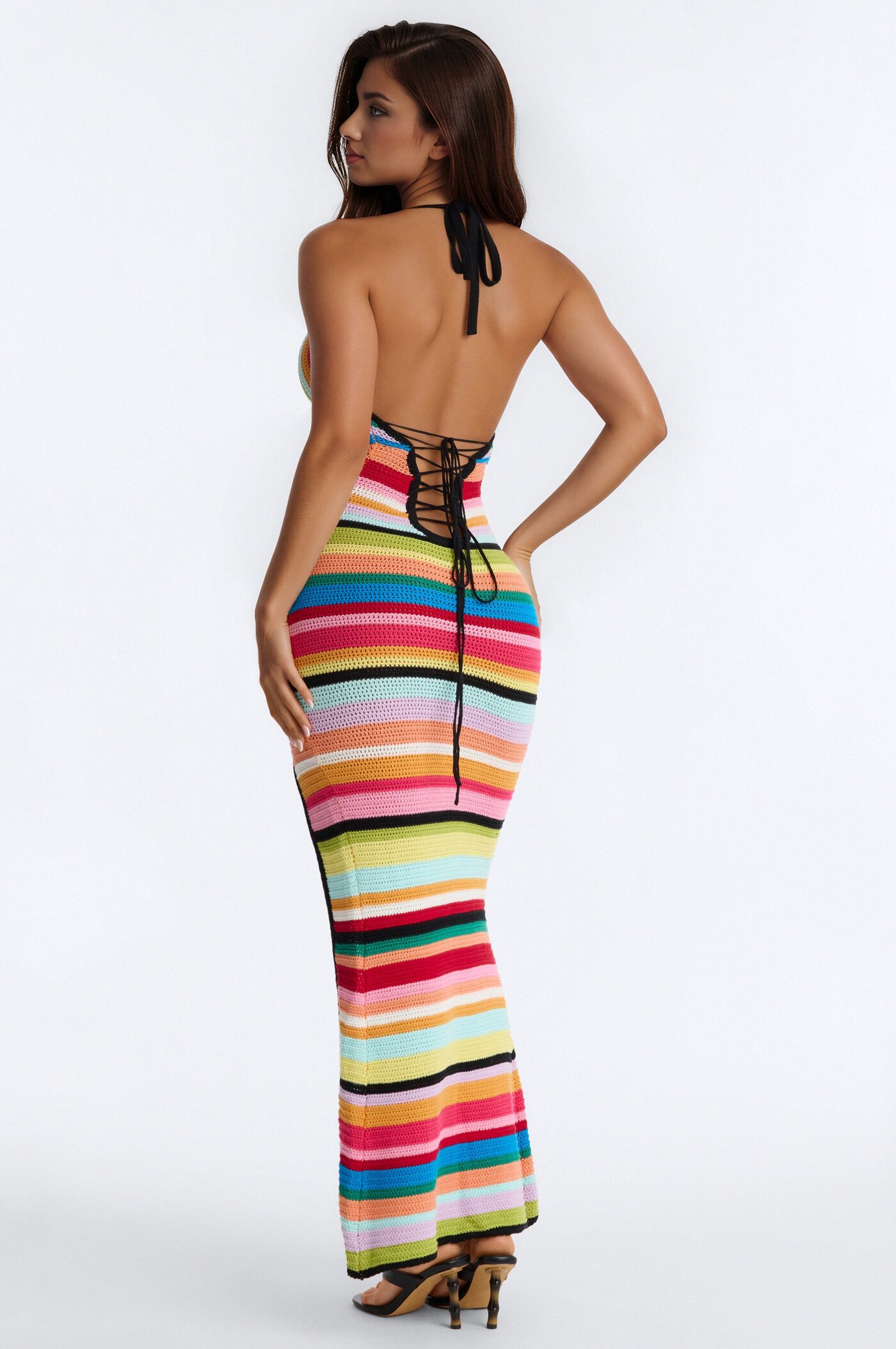 Sunset Stripes Crochet Maxi Dress - MultiColor