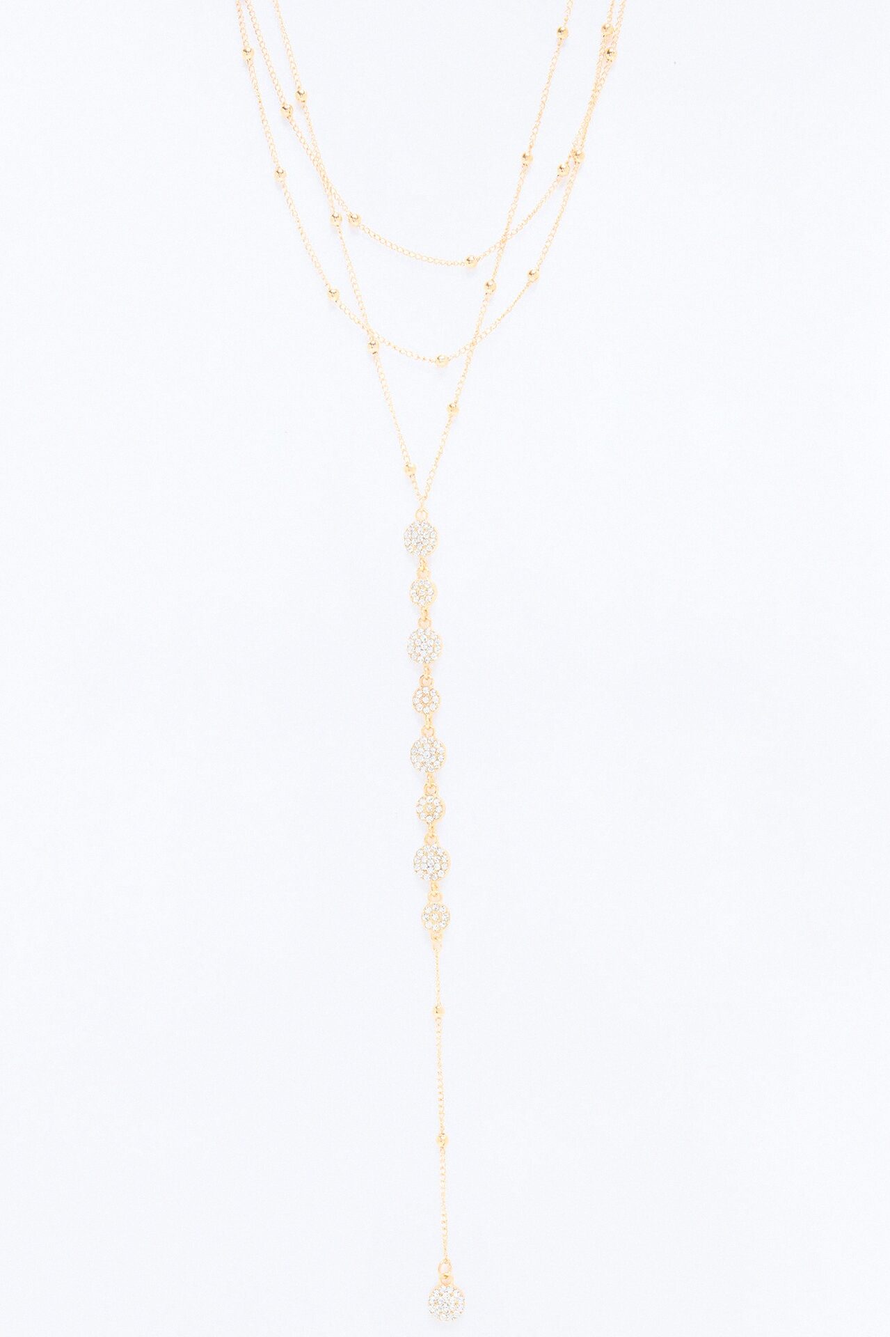 Alaya Rhinestone Lariat Necklace - Gold